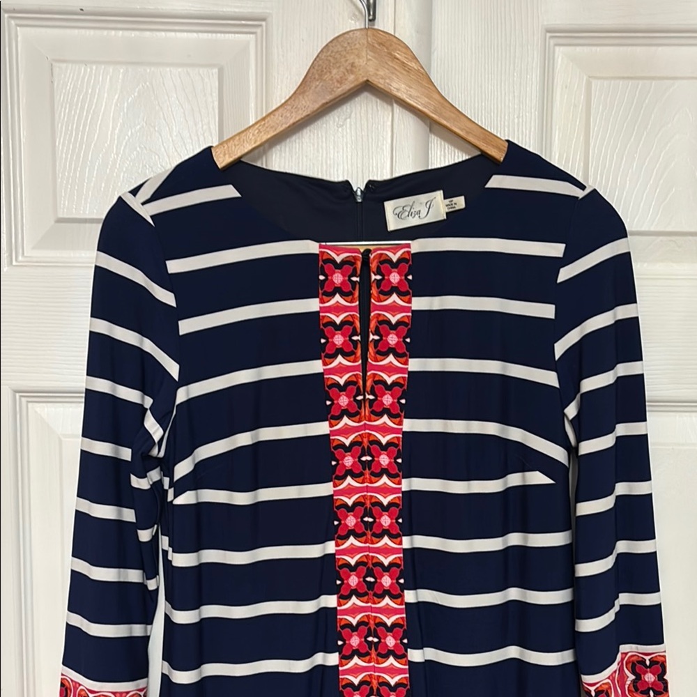 Eliza J Navy and Pink Striped Dress